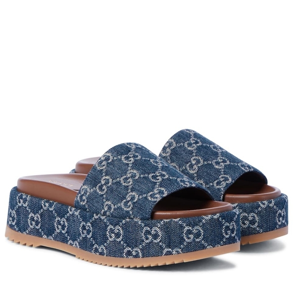 Gucci | Shoes | Gucci Denim Delave Platform Slide Sandal Nib | Poshmark